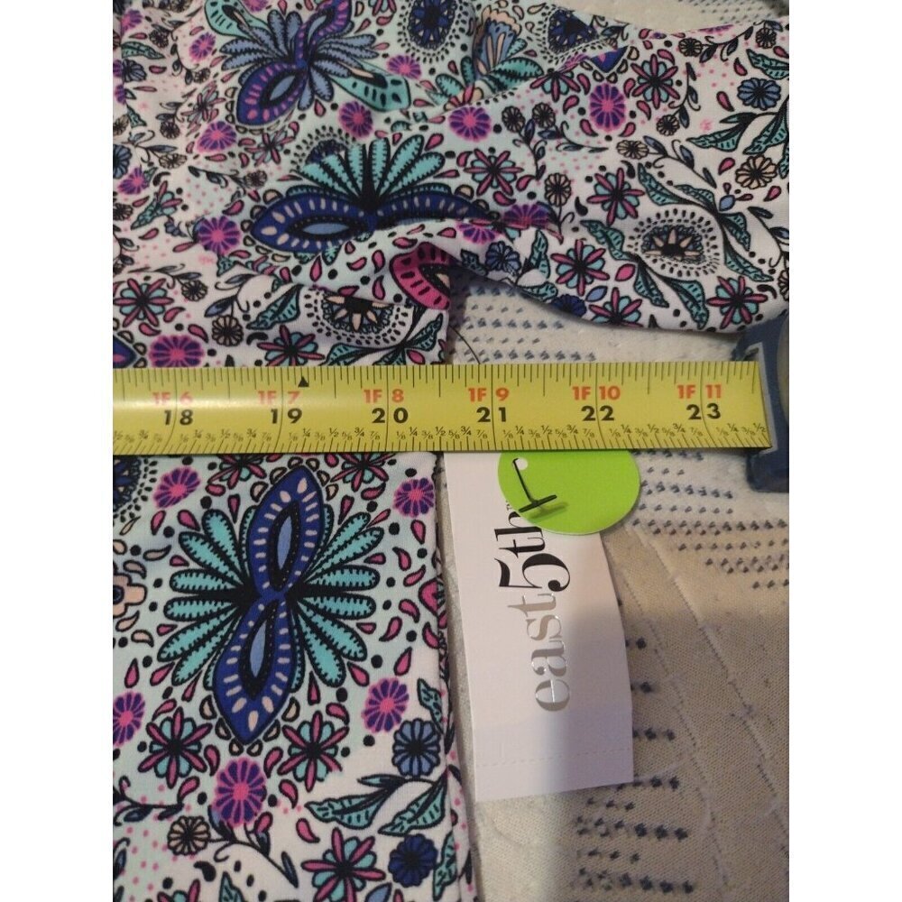 NWT EAST 5TH WOMENS LARGE L STRETCH BUTTON UP FLORAL BLOUSE - NEW WITH TAGS - Picture 9 of 10
